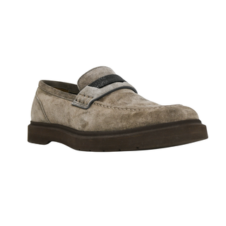 BRUNELLO CUCINELLI | Taupe Suede Monili Loafers