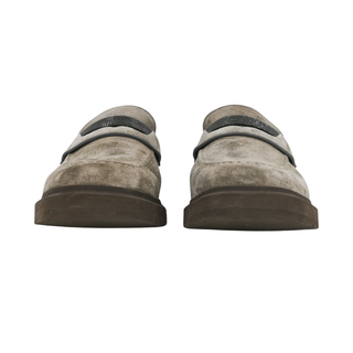 BRUNELLO CUCINELLI | Taupe Suede Monili Loafers