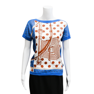 HERMES | Blue Multi-Print Top