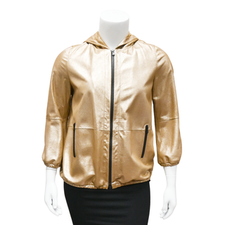 BRUNELLO CUCINELLI | Gold Metallic Leather Zip Jacket