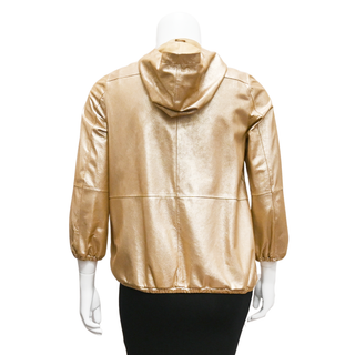 BRUNELLO CUCINELLI | Gold Metallic Leather Zip Jacket