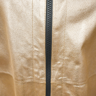 BRUNELLO CUCINELLI | Gold Metallic Leather Zip Jacket