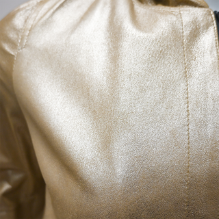 BRUNELLO CUCINELLI | Gold Metallic Leather Zip Jacket