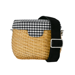 EDIE PARKER | Jane Gingham Wicker Crossbody Bag