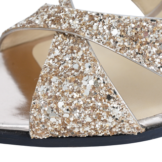 JIMMY CHOO | Joya Gold Glitter Heeled Sandals