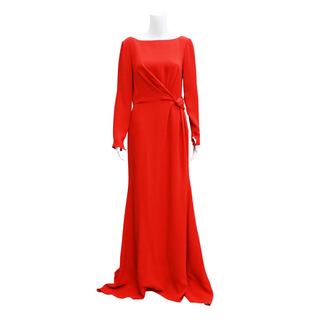 CAROLINA HERRERA | Imperial Red Draped Evening Gown