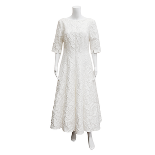 TALBOT RUNHOF | White Bogna Floral Textured Dress