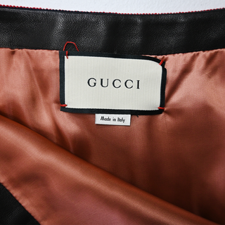 GUCCI | Leather Ribbon-Trim A-Line Skirt