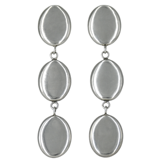 Silver Triple Oval Drop Earrings