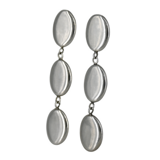 Silver Triple Oval Drop Earrings