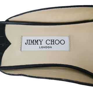 JIMMY CHOO | Black Croc-Embossed Mules