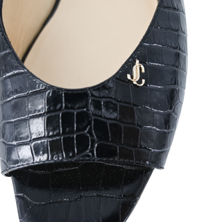 JIMMY CHOO | Black Croc-Embossed Mules