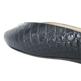 JIMMY CHOO | Black Croc-Embossed Mules