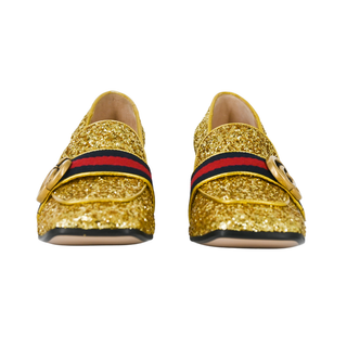 GUCCI | Peyton Gold Glitter GG Marmont Loafer Heels