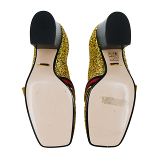 GUCCI | Peyton Gold Glitter GG Marmont Loafer Heels