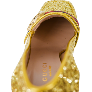 GUCCI | Peyton Gold Glitter GG Marmont Loafer Heels