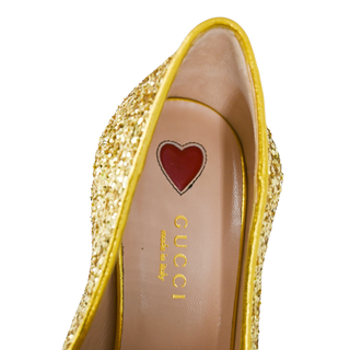 GUCCI | Peyton Gold Glitter GG Marmont Loafer Heels