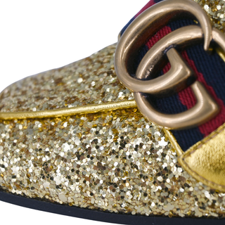 GUCCI | Peyton Gold Glitter GG Marmont Loafer Heels