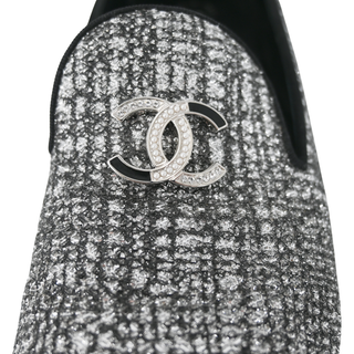 CHANEL | CC Silver Glitter Loafers