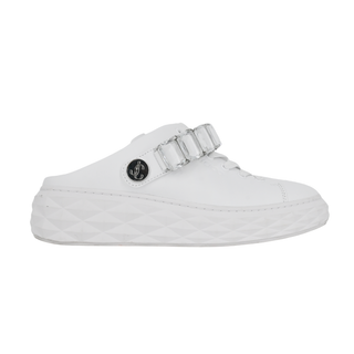 JIMMY CHOO | Diamond Crystal White Leather Slipper Trainers