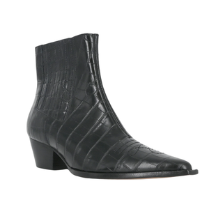 SCHUTZ | Briani Black Croc Embossed Booties