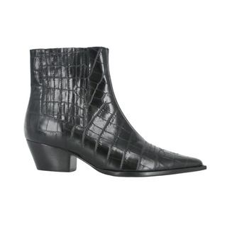 SCHUTZ | Briani Black Croc Embossed Booties