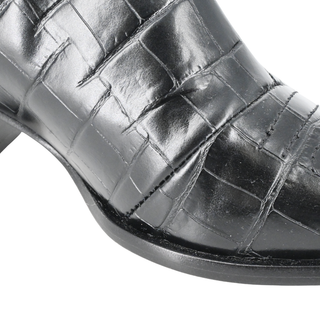 SCHUTZ | Briani Black Croc Embossed Booties