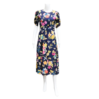 ETRO | Navy Multi-Color Floral Silk Dress