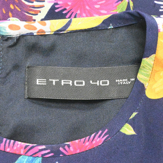 ETRO | Navy Multi-Color Floral Silk Dress