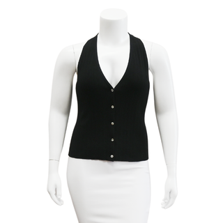 VINCE | Black Rib-Knit Sweater Vest