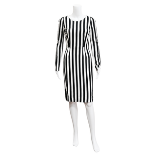 DOLCE & GABBANA | Black & White Striped Midi Dress