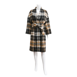 Multicolored Plaid Alpaca-Blend Coat