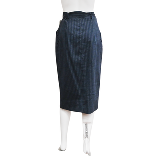 IRIS SETLAKWE | Navy Pinstripe Belted Pencil Skirt