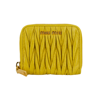 MIU MIU | Yellow Textured Zip Coin Purse