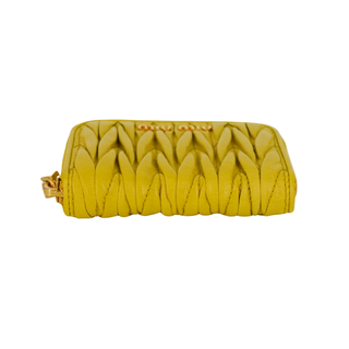 MIU MIU | Yellow Textured Zip Coin Purse