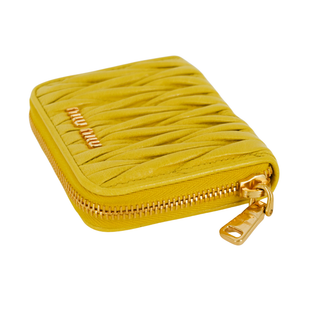 MIU MIU | Yellow Textured Zip Coin Purse