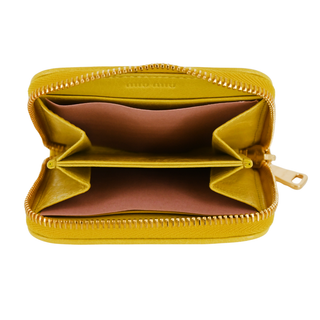 MIU MIU | Yellow Textured Zip Coin Purse