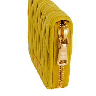 MIU MIU | Yellow Textured Zip Coin Purse