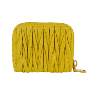 MIU MIU | Yellow Textured Zip Coin Purse