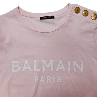 BALMAIN | Light Pink Cotton Logo T-Shirt