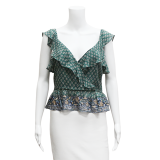 VERONICA BEARD | Randa Ruffled Paisley Silk Top