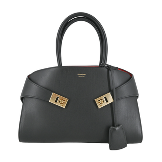 FERRAGAMO | Hug Bicolor Leather Top Handle Bag