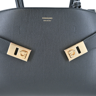 FERRAGAMO | Hug Bicolor Leather Top Handle Bag