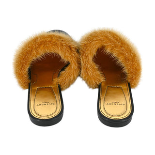 GIVENCHY | Bedford Black Leather Fur-Trim Mules