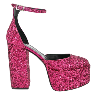 PARIS TEXAS | Dalilah Magenta Glitter Platform Pumps