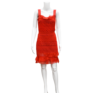 OSCAR DE LA RENTA | Red Lace Mini Dress