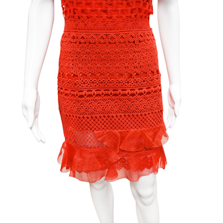 OSCAR DE LA RENTA | Red Lace Mini Dress