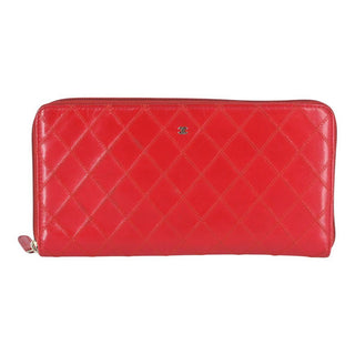 CHANEL | Red Quilted Leather Zip Passport Wallet