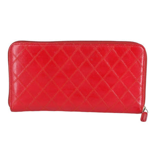 CHANEL | Red Quilted Leather Zip Passport Wallet