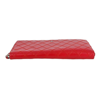 CHANEL | Red Quilted Leather Zip Passport Wallet